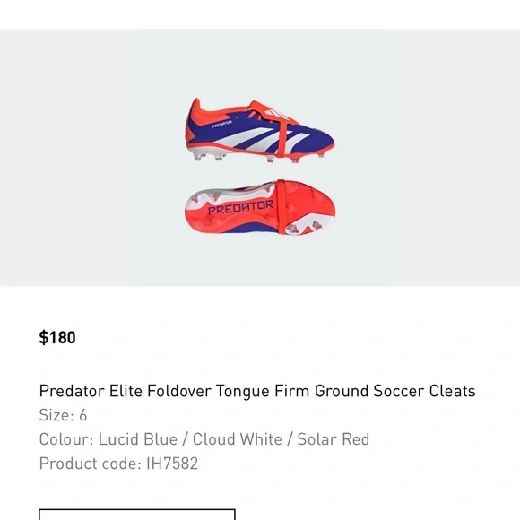 Predator Elite Foldover Tongue Firm Ground Soccer Cleats Y6 - Picture 8 of 8